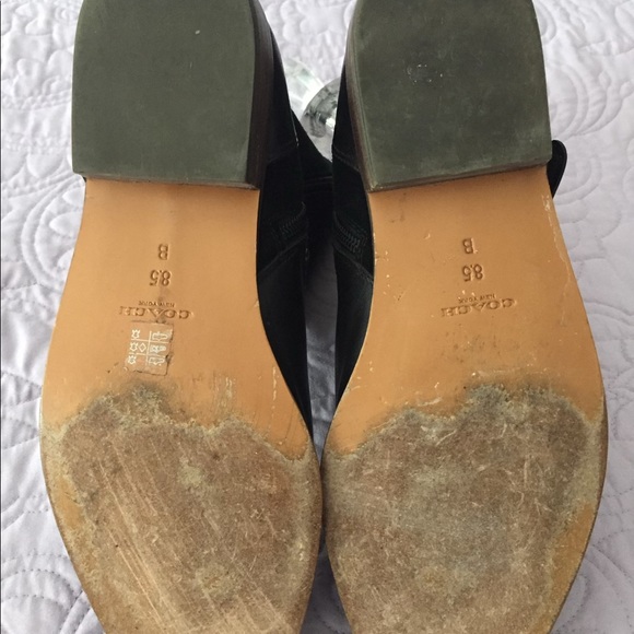 Black Coach boots with gold buckles and stud accents - Picture 5 of 7